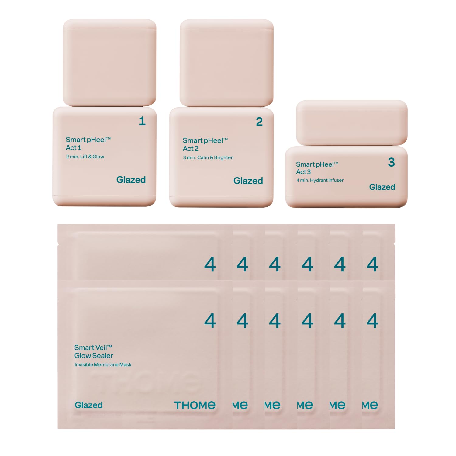 THOME G-Peel Program Action Kit | 4-Step Facial(Chemical Peeling) from Seoul for All Skin Types, Sensitive & Dry Skin (12 Sheets / 12 Weeks)